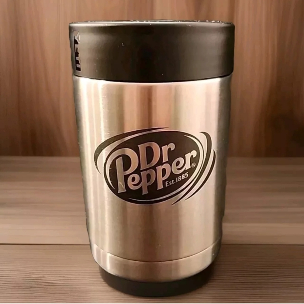 YETI RAMBLER Koozie Can Cool Colster 12 oz Dr Pepper Beer Cooler Stainless Steel
